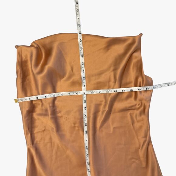 Petal & Pup Asymmetrical Satin Midi Dress in Gold Size 10 Glam Party - Picture 4 of 7